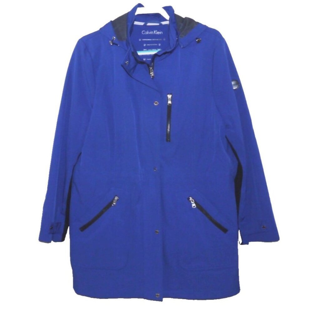 CALVIN KLEIN blue water resistant medium weight polyester coat, jacket Womens XL